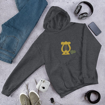 Alpha Chi Real.Strong.Women Hoodie in Heather gray in lifestyle photo