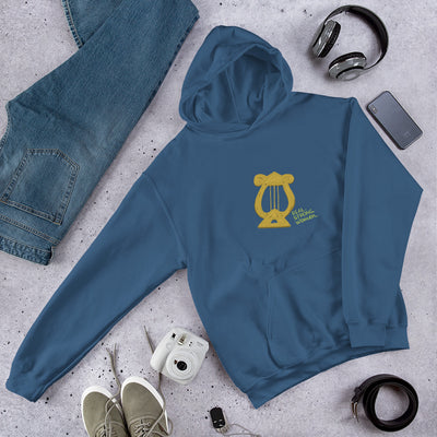 Alpha Chi Real.Strong.Women Hoodie in Indigo blue in lifestyle photo