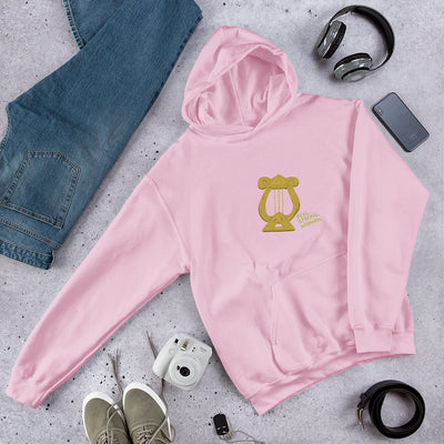 Alpha Chi Real.Strong.Women Hoodie in pink in lifestyle photo