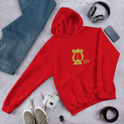 Alpha Chi Real.Strong.Women Hoodie in red in lifestyle photo