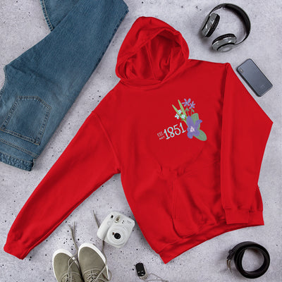 Alpha Delta Pi 1851 Comfy Hoodie in red in lifestyle photo