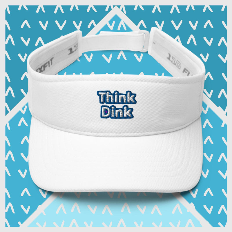 Think Dink visor in white with blue and white embroidery