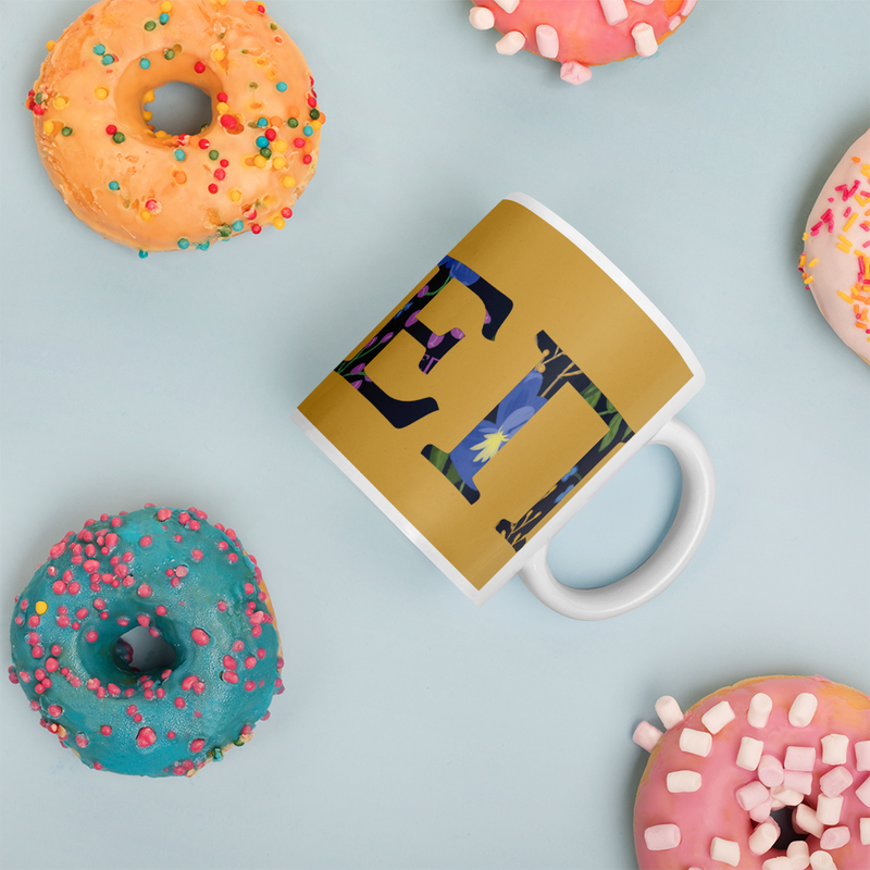 Sigma Alpha Epsilon Pi Greek Letters Mug shown with donuts