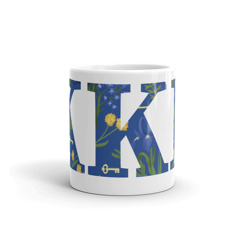 Kappa Kappa Gamma Greek Letters Mug, White showing letters wrapping around mug
