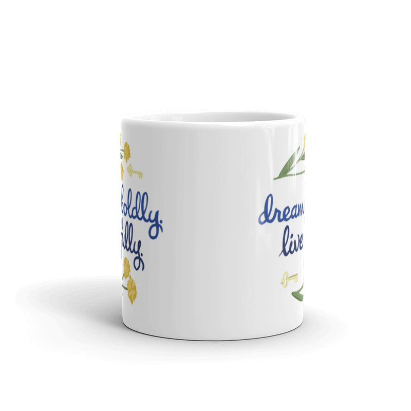 Kappa Kappa Gamma Dream Boldly. Live Fully. White Mug showing print on both sides