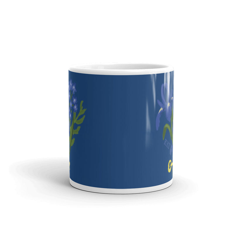 Kappa Kappa Gamma Fleur de Lis and Key Mug, Blue showing print on both sides of mug