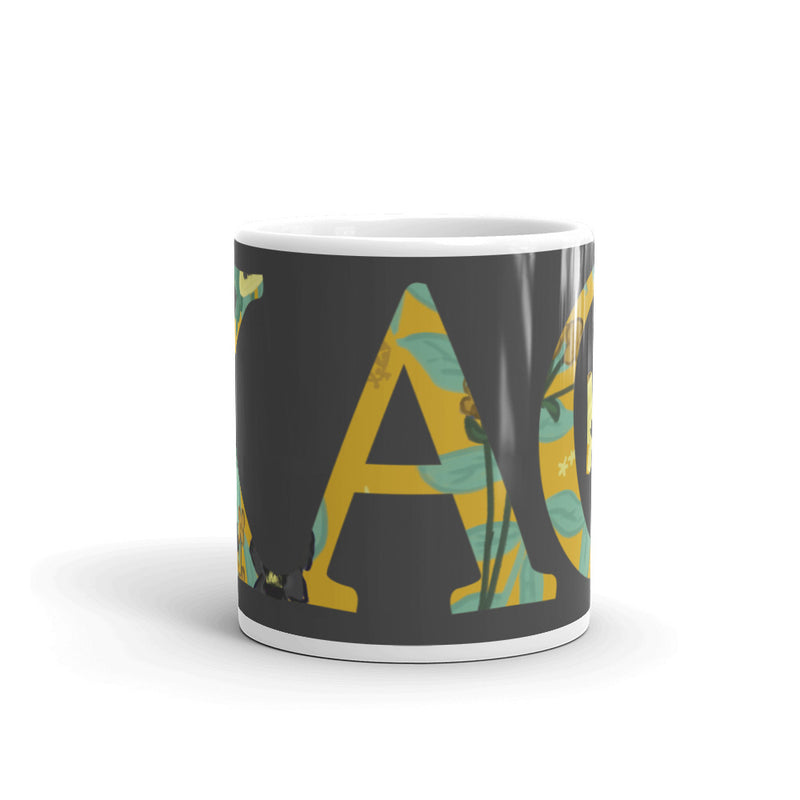 Kappa Alpha Theta Greek Letters Mug showing design wrapping around mug