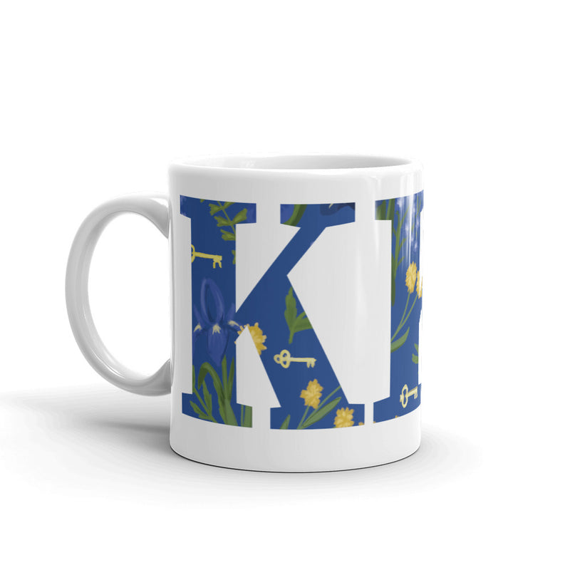 Kappa Kappa Gamma Greek Letters Mug, White with handle on left