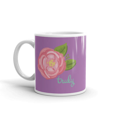 Delta Zeta Truly Purple Glossy Mug in 11 oz size with handle on left