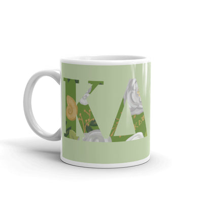 Kappa Delta Greek Letters Light Green Mug with handle on left