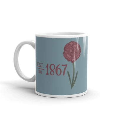 Pi Beta Phi 1867 Founding Date Silver Blue Mug with handle on left