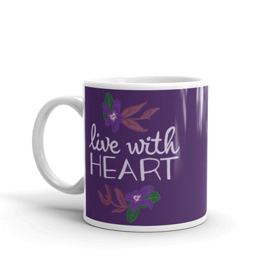 Sigma Kappa Live with Heart Purple Glossy Mug with handle on left