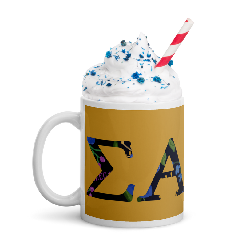Sigma Alpha Epsilon Pi Greek Letters Mug with whipped cream drink