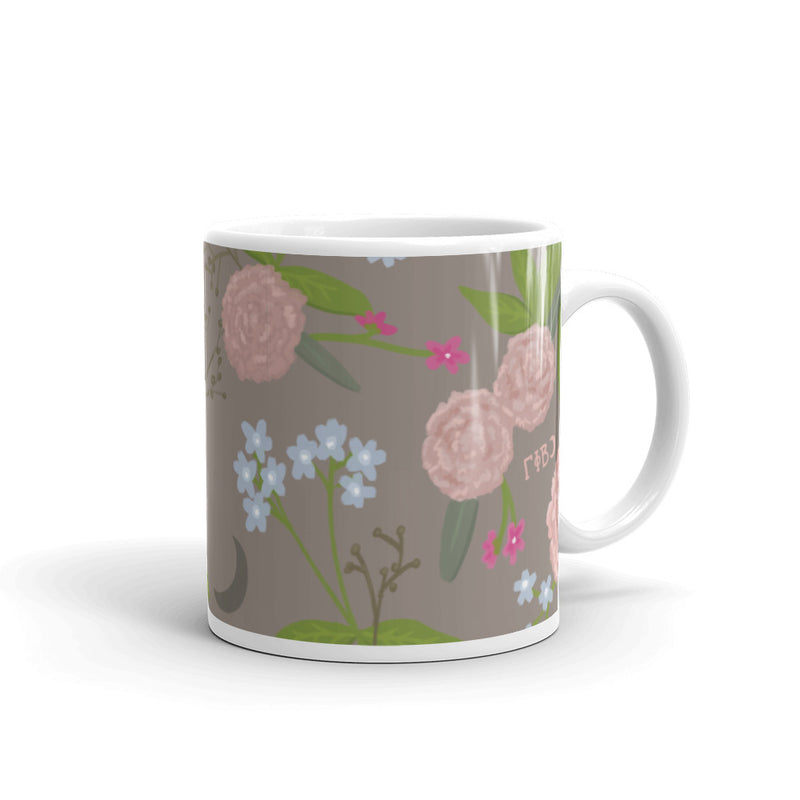 Gamma Phi Beta pink carnation floral mug