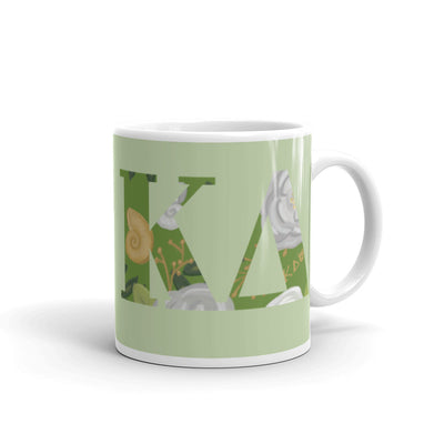 Kappa Delta Greek Letters Light Green Mug in 11 oz size