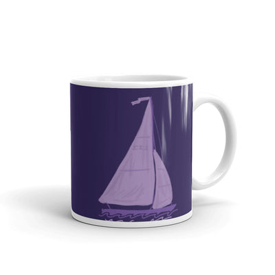 Tri Sigma Sailboat Purple Glossy Mug in 11 oz size