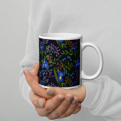 Sigma Alpha Epsilon Pi Floral Print Mug shown in woman's hands