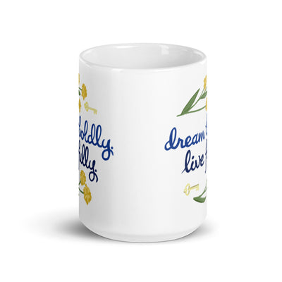 Kappa Kappa Gamma Dream Boldly. Live Fully. White Mug showing print on both sides