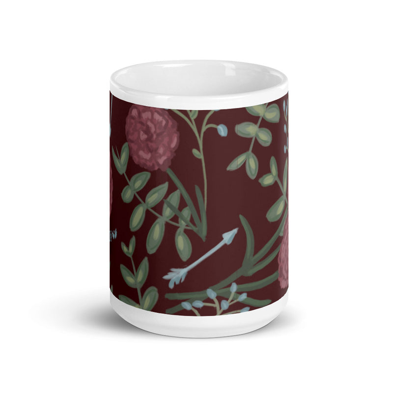 PI Beta Phi Carnation Floral Print Mug showing print wrapping around mug