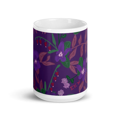 Sigma Kappa Violet Floral Print Purple Mug showing print wrapping around mug