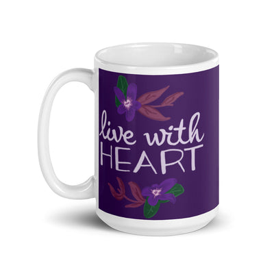 Sigma Kappa Live with Heart Purple Glossy Mug in 15 oz size