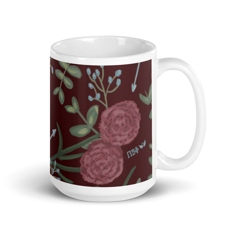 PI Beta Phi Carnation Floral Print Mug in 15 oz size