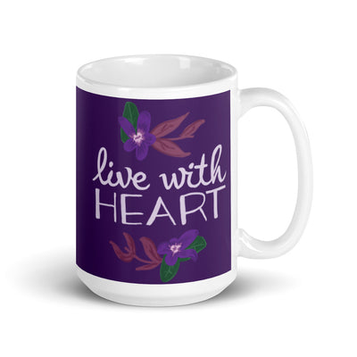 Sigma Kappa Live with Heart Purple Glossy Mug with hand drawn design