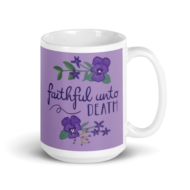 Tri Sigma Faithful Unto Death Motto Mug in 15 oz size