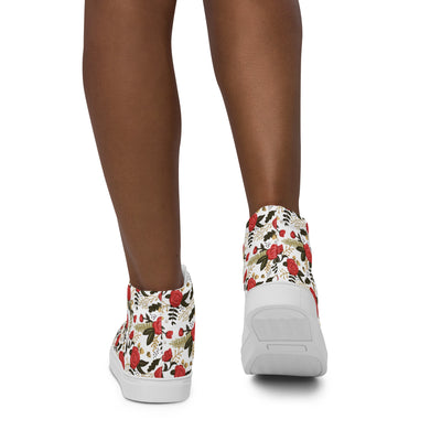 Alpha Gamma Delta Rose Floral White High Tops showing rear view