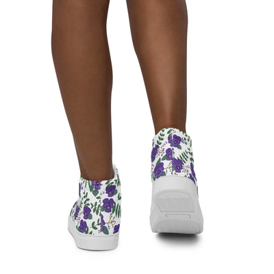 Tri Sigma Violet Floral Canvas High Tops showing rear view