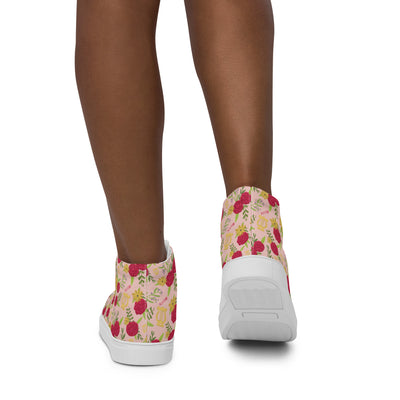 Alpha Chi Omega Carnation Floral Print High Tops, Pink showing rear view