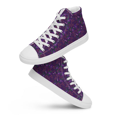 Sigma Kappa Violet Floral Print Women’s High Tops shown stacked