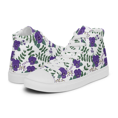 Tri Sigma Violet Floral Canvas High Tops shown side by side