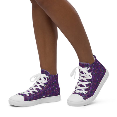 Sigma Kappa Violet Floral Print Women’s High Tops shown on walking feet