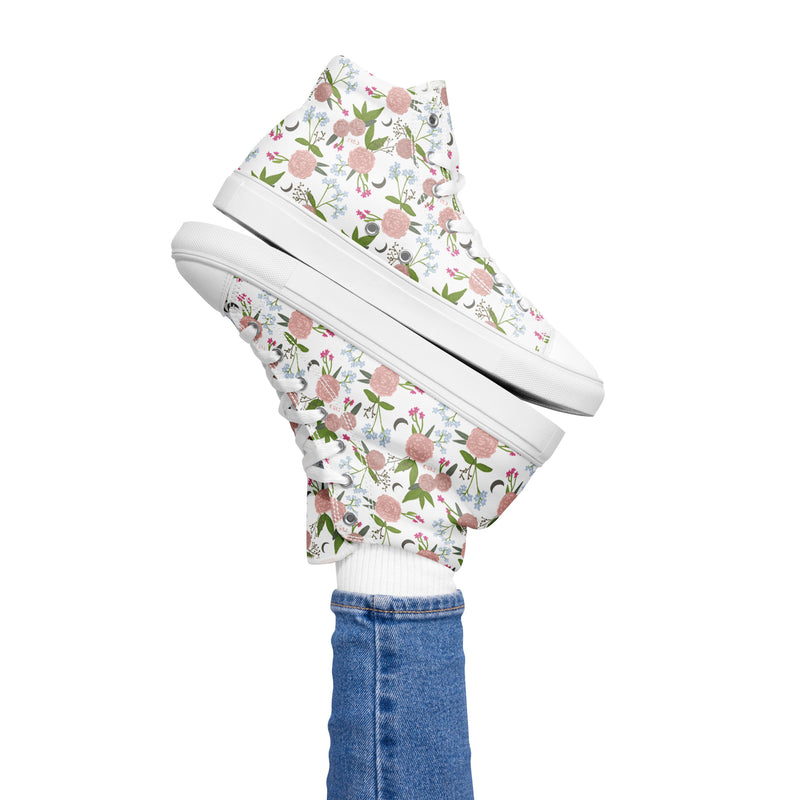 Gamma Phi Beta High Top Canvas Shoes in White stacked on top of each other