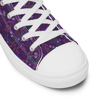 Sigma Kappa Violet Floral Print Women’s High Tops showing close up view