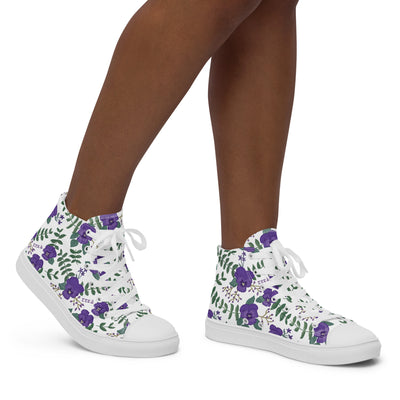 Tri Sigma Violet Floral Canvas High Tops shown walking