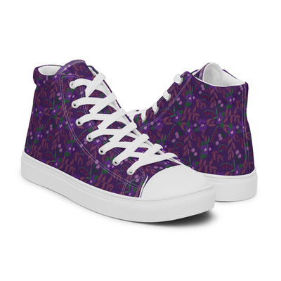 Sigma Kappa Violet Floral Print Women’s High Tops shown side by side