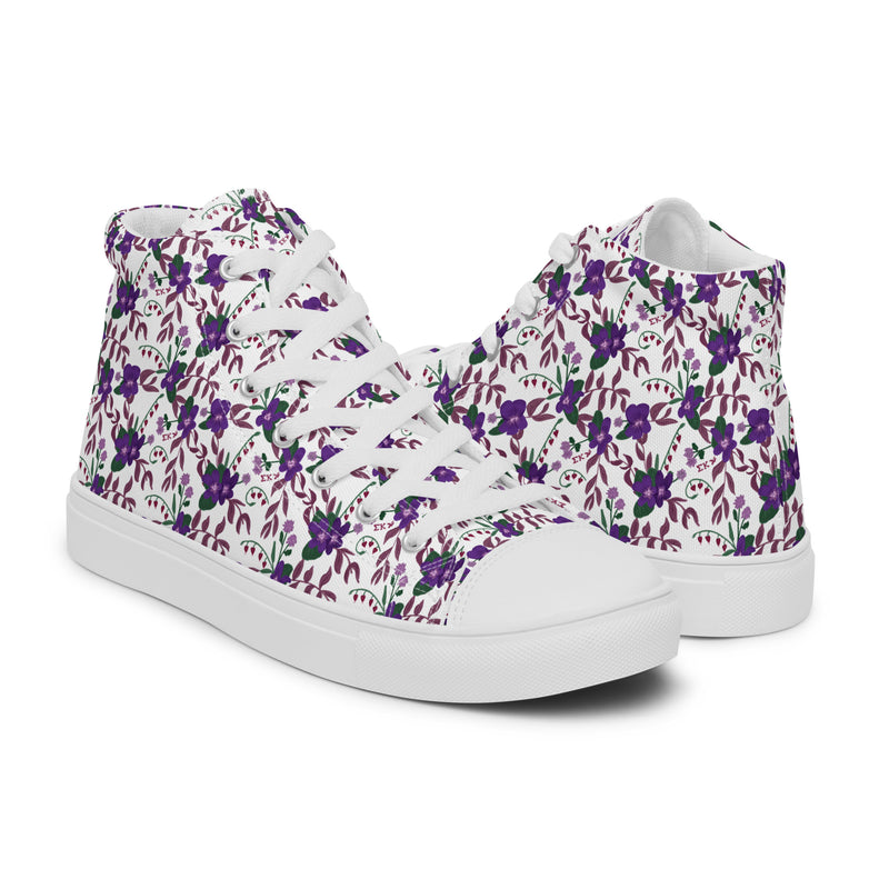 Sigma Kappa Violet Floral Print High Tops shown side by side