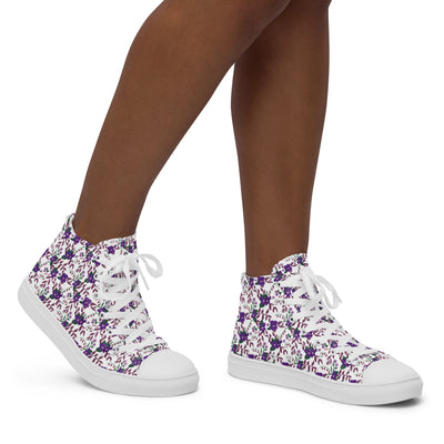 Sigma Kappa Violet Floral Print High Tops on woman's walking feet