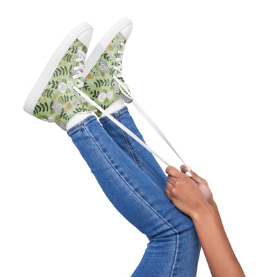 Kappa Delta Floral Print High Tops, Light Green on model's feet