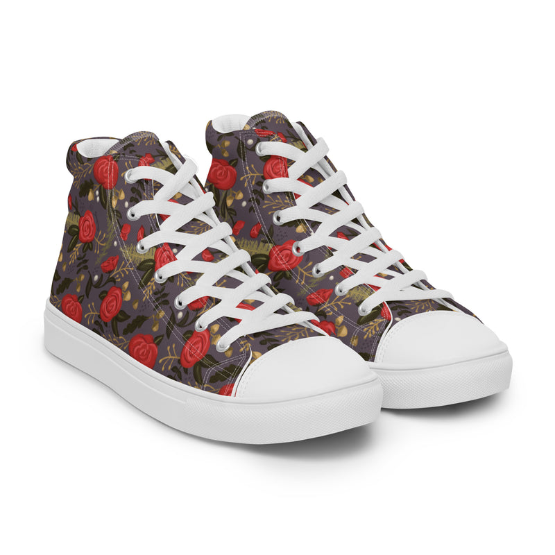 Alpha Gamma Delta Rose Floral High Tops Gray shown next to each other