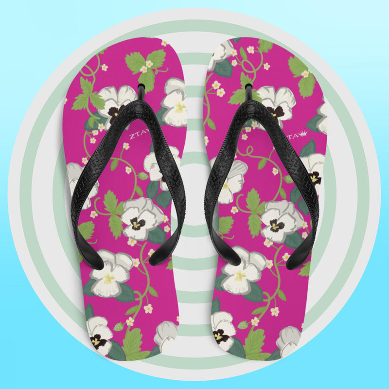Zeta Tau Alpha Sorority Flip-Flops showing top view