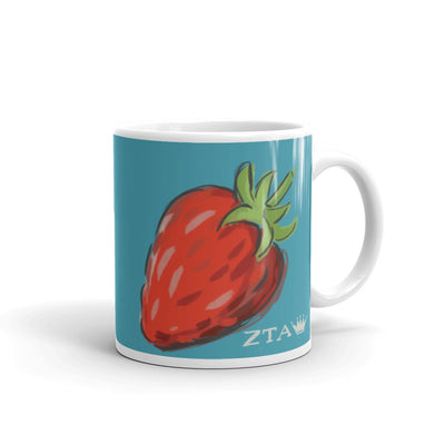 Zeta Tau Alpha Strawberry Mug in turquoise in 11 oz size 