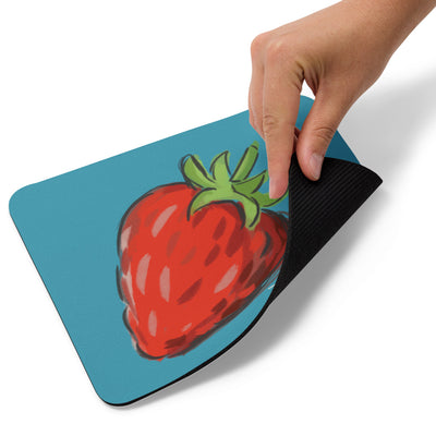 Zeta Tau Alpha Strawberry Mouse Pad shown with rubber backing